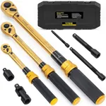 1/4 3/8 1/2-inch Drive Click Torque Wrench, 8Pcs Torque Wrench Set 10-220in.lb, 10-45ft.lb, 10-160ft.lb with Adapters, ±3% Accuracy, 72-Tooth Dual Scale Torque Wrenches for Bike, Moto, Car Repair