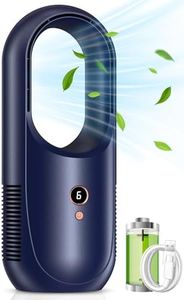 RELEXNOW 13.8" Bladeless Desk Fan - 6 Speed Modes, Small Bladelss rechargeable fan with 6000mAh Battery, Quite Office fan, Easy to Clean & Touch Control, Desk Fan Small Quite for Office, Bedroom