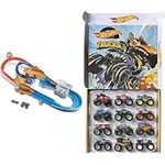 Hot Wheels Monster Trucks Scorpion Sting Raceway Track Set with 1 Toy Truck & 1 Hot Wheels Car & Monster Trucks 1:64 Scale Die-Cast Ultimate Chaos 12 Pack Toy Vehicles for Kids