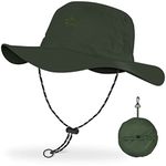 BROTOU Sun Hats for Women/Men, UPF 50+ Wide Brim Bucket Hat, Waterproof and Foldable Boonie Hat with UV Protection for Hiking Fishing Garden Safari Beach (ArmyGreen)