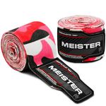 Meister Adult 180" Semi-Elastic Hand Wraps for MMA & Boxing (Pair) - Pink Camo