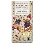 Toasted Hazelnut Dark organic chocolate with crunchy toasted hazelnuts. 60% cocoa. Certified organic, Fairtrade, and net climate positive. Beautiful gifts for everyone.