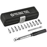 PRO BIKE TOOL 1/4 Inch Drive Click Torque Wrench Set – Inch Pound Nm Dual Readout – Bicycle Maintenance Kit for Road & Mountain Bikes - Includes Allen & Torx Sockets, Extension Bar & Storage Box