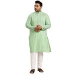 SOJANYA Plus (Since1958) Men's Cotton Blend Pista Green Printed Kurta and White Pyjama Set