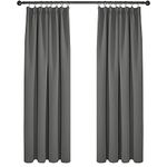 Deconovo Super Soft Pencil Pleat Curtains, Thermal Insulated Energy Saving Blackout Curtains, Tape Top Extra Long Curtains for Living Room, 90 x 108 Inch, Light Grey, One Pair