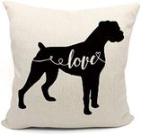 Boxer Throw Pillow Cover, Dog Lover Gifts, Boxer Lover Gifts, Boxer Mom Gift, Gifts for Newlyweds, Engagement, Wedding, Boxer Owner, 18 x 18 Inch Linen Cushion Cover Decoration for Sofa Couch Bed