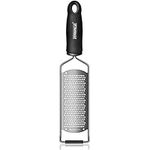 Kitchen Cheese Grater & Lemon Zester - Raniaco Good Grips Zester Razor Sharp Stainless Steel Blade, Ginger Garlic Nutmeg Citrus Chocolate Vegetables Fruits with Soft Protective Cover (Black)