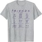 Friends Episode Icons T-Shirt, TV Friend Show Tshirt, Funny Stick Figure T Shirt Novelty Design Tee (GY,L)