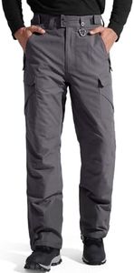 FREE SOLDIER Men's Waterproof Snow Insulated Pants Winter Skiing Snowboarding Pants with Zipper Pockets (Gray Medium(34-36)/32L)