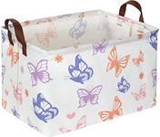 Essme Rectangular Baby Girl Basket,Buttfly Storage Basket,Kids Storage Bin,Organizer with Handles for Girls Room Decor,Cute Basket,Toy Bin,Gift Box,(Butterfly)