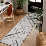 JV Home Runner Rug Stripes Beige 2'7" x 8' Area Rug Hallway Soft Indoor Washable Rugs Anti Slip | Thin | Soft Indoor Runner Rugs Accent Tapis Kitchen Mat Carpet Runner for Entrance, Office, Bedroom