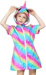 Sylfairy Unicorn Cover Up for Girls Terry Swim Cover Ups Hooded Terry Kids Cover Up Bathing Suit Beach Dress 4-9Years