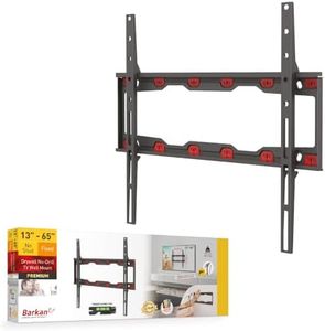 Barkan Drywall No-Drill Fixed TV Wall Mount, 19-65 Inch Size, Black
