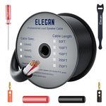 Elecan 14/2 Outdoor Speaker Wire Cable 150 Ft 14 Gauge AWG With Tool Kits-Direct Burial in Wall CL3 CL2 Rated-Pro Series 14AWG 2 Conductors-PVC Jacket& Film& Cotton-For Home Theater&Car Speakers-Black