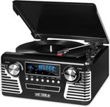 Innovative Technology 50's Retro 3 Speed Bluetooth Turntable with Stereo, CD Player & Speakers, Black