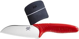 KAI Tim Mälzer Junior Children's Kitchen Knife with Serrated Edge 11 cm Blade Length - Chef's Knife Children from 6 Years - Polypropylene Plastic Handle - Includes Finger Guard and Knife Bag - Red Dot