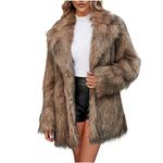 Fur Coat for Women luxe Faux Fur Long Coat Jacket Cardigan Ladies Warm Artificial Fleece Lined Jackets Winter Fashion Casual Solid Lapel Neck Thick Outerwear Fluffy Fuzzy Overcoat