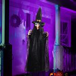 JOYIN Life Size 74" Hanging Animated Witch with LED Eyes and Spooky Sounds for Halloween Decorations