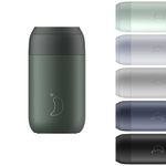 Chilly's Series 2 Coffee Cup - Tight seal, No Sweating - BPA-Free Stainless Steel - Reusable - Double Walled, Vacuum Insulated - Pine Green, 340ml