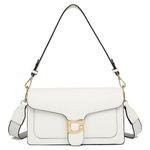 Travistar Small Crossbody Bags for Women Trendy PU Leather Cross Body Bag Elegant Cross Body Purse Shoulder Bag Designer Satchel Handbags Clutch Purses Evening Bag with 2 Straps White