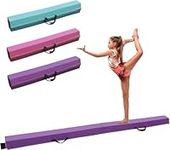 8FT/9FT Folding Balance Beam, FINCOME Gymnastics Beam Equipment PU Leather Cover for Kids Adults, with Non Slip Rubber Base Carry Handle for Practice, Physical Therapy and Professional Home Training