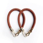 Zzcy 2 Pcs 40cm Handbag Strap Replacement Handle Leather Bag Handles Brown Handbags Replacement Handle DIY Bag Accessories Bag Strap with Small Keychain(Brown)