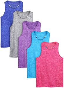 Poroka 5 Pack Girls Active Dry Fit Tank Top Kids Sleeveless Racerback Tank Tops Girls Athletic Dance Performance Tops