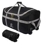 REDCAMP Foldable Duffle Bag with Wheels 120L,1680D Oxford Collapsible Large Duffel Bag with Rollers for Camping Travel Gear, Black