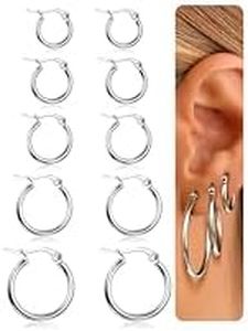 Adramata Set Orecchini Donna Acciaio Chirurgico Orecchini Cerchio Donna Uomo Ipoallergenici Cartilagine Orecchini Cerchio Piccoli Donna Uomo Oro/Argento 10/12/15/20/25 mm