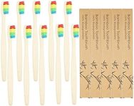 SEVENHEAD 10 PCS Bamboo Toothbrushes Soft Bristles Wooden Toothbrushes for Adult, Natural Biodegradable BPA Free Eco Friendly Toothbrushes Colorful