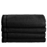 Creative Scents 100% Cotton Velour Fingertip Towels - 4 Pack 11 by 18 Inch – Decorative, Extra Absorbent and Soft Face Towel, Ideal for Bathroom and Powder Room (Black)