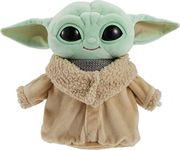 Star Wars Grogu Plush with Beskar Armor, Soft Doll Inspired by Star Wars Mandalorian Book of Boba Fett, Travel Toys and Gifts for Kids