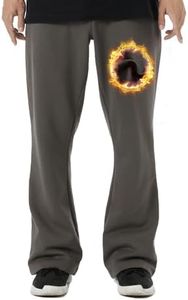 BRISIRA Mens Sweatpants Flare Fleece Lined Baggy Pants with Pockets Elastic Drawstring Bell Bottoms Wide Leg Heathergrey