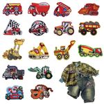 Hejo Sew on Patches, 16PCS Iron on Patches for Clothing, Cute Cartoon Car Embroidered Applique Patches Stickers Decorative, DIY Iron on Transfers for Kids Jeans, Pants, Hats, Shoes, Backpacks