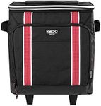 Igloo 40 Can Large Portable Insulated Soft Cooler with Rolling Wheels, Black/Red