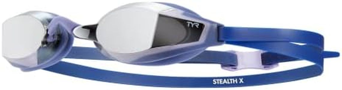 TYR Stealth-X Race Mirrored Adult Swim Goggles, Silver/purple/navy, one size