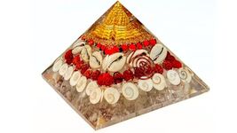 Jet International Original Crystal Gomati Chakra Laxmi Pyramid For Home And Office - Rudraksha | Shree Yantra | Kauri And Ratti For Vastu Money Good Wealth Good Luck And Prosperity - 4 Inch