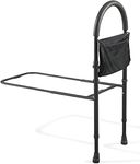 Bed Assist Rail with Adjustable Heights Safety Hand Rail Bedside Home Safety Handle Bed Rail Bed Assist Handle With Storage Pocket Easy to get in or Out of Bed Safely with Floor Support (Black)