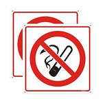 2 pcs No Smoking Signs for Premises Outdoor, Stop Smoking Signage, Aluminium Metal Sign, Do not Smok Here Sign, Rustproof Fade Resistant for Indoor & Outdoor Use, Size: 7.8x7.8 inch