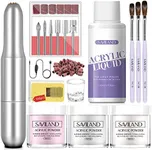 SAVILAND Acrylic Nail Kit with Drill: Professional Nails Kit Acrylic Set for Beginners with Everything White Pink Clear Acrylic Powder and Liquid Set Brushes 100 Forms Manicure Tools Home Salon DIY