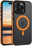 GUAGUA for iPhone 15 Pro Max Case, Translucent Matte Magnetic Case [Side Grippy Stripes][Compatible with MagSafe] Slim Shockproof Anti-Scratch Protective Phone Cover for iPhone 15 Pro Max 6.7'',Orange