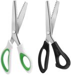 2 PCS Pinking Shears for Fabric Cutting, AIFUDA Craft Scissors Zig Zag Scissors Comfort Grip Scrapbook Scissors for Leather, Paper and Craft Supplies