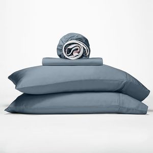 GOKOTTA Bettwäsche-Set in voller Größe, 100% Viskose aus Bambus, 4-teiliges kühlendes Bettwäsche-Set, ultraweiche, seidige Bettwäsche und Kissenbezüge für heißen Schlaf (voll, blau)