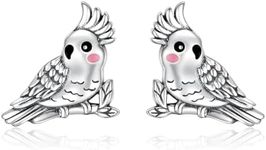 Sterling Silver Parrot Earrings Hypoallergenic Parrot Stud Earrings for Women Cute Animal Bird Stud Earrings Jewelry Gifts for Daughter Granddaughter Animal Lover, Sterling Silver, No Gemstone