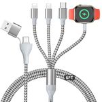 Multi Charging Cable 2Pack 6FT 3 in 1 Multi USB Charger Cable Nylon Braided Multiple USB Fast Charging Cord Adapter Data Sync Lightning and Type C Micro USB Port Connectors For All Cell Phones Tablets