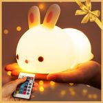 MUID Cute Silicone Bunny Led Night Light, Squishy Lamp for Kids, 16 Color Changing Bedside Lamp for Baby Nursery, Kawaii Animal Lamp for Bedroom Birthday Gift for Girl,Boy & Toddlers (Sleeping-Bunny)