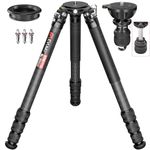 EVUMO XT9S Heavy Duty Carbon Fiber Tripod with 75mm Bowl Adapter, 65" 10-Layer Carbon Fibre Camera Tripod, Professional Camera Stand for Canon Sony DSLR, Camcorder, Max Load 88lb/40kg