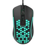 Aula S11 Wired Gaming Mouse, Ultra-Lightweight Honeycomb Computer Mice with RGB Backlit, 3600 DPI Optical Sensor, 1.5m Cable Length USB Computer Mouse for Desktop & PC Gamers (Black)