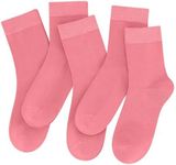 SERISIMPLE Women Thin Viscose Bamboo Socks Crew Lightweight Above Ankle Casual Dress Sock For Ladies Bootie Trouser 5 Pairs (Small, Flamingo Pink)