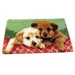 perfk DIY Latch Hook Rug Kits for Boys Girls Making Carpet - Dog/Puppy/Wolf Pattern Hooking Crafts, Puppy, 50x30cm